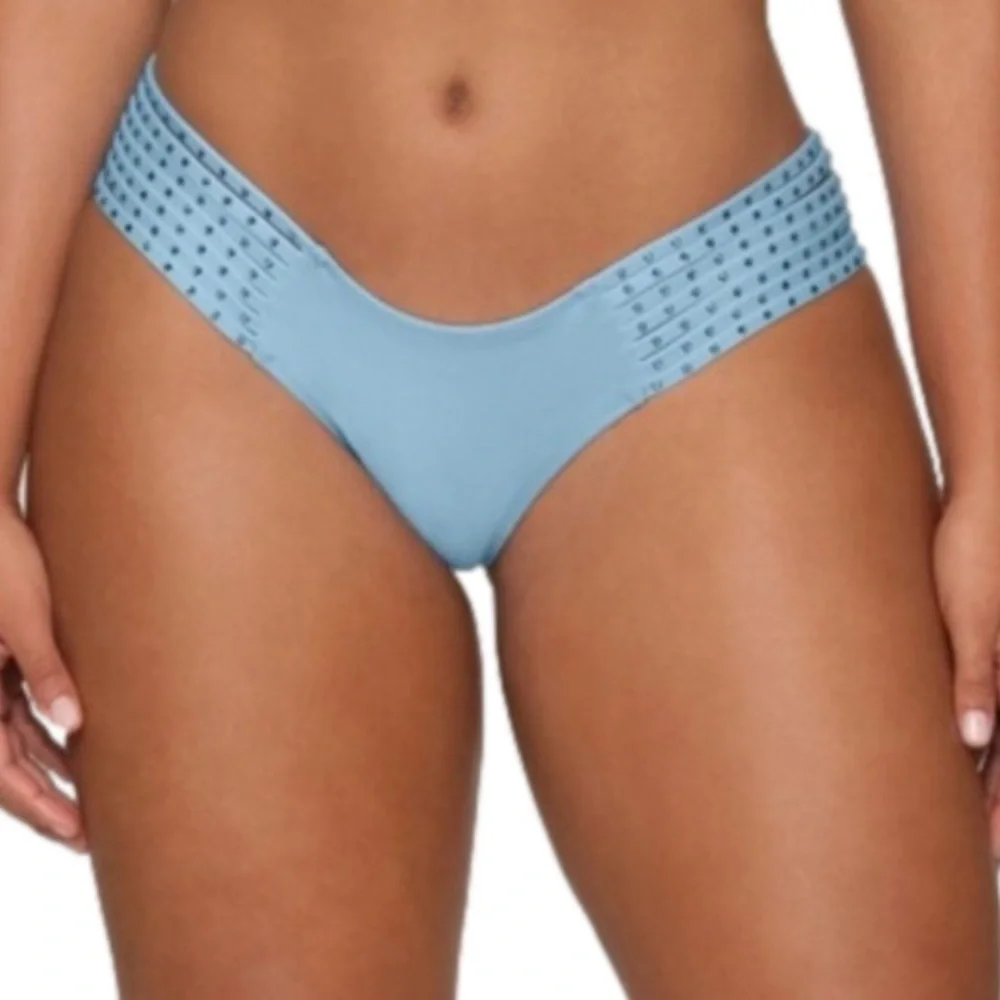 Skims Rhinestone swim strappy Iris blue bikini bottom